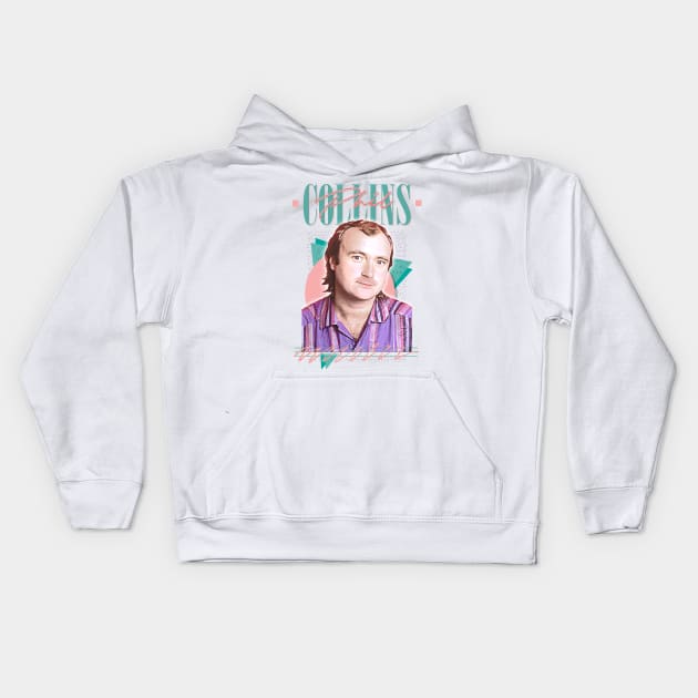 Phil Collins /// Retro 80s Aesthetic Fan Design Kids Hoodie by DankFutura